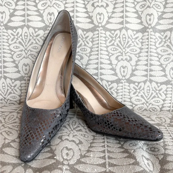 Sexy Calvin Klein heels in blue/copper snakeskin print leather & a touch of foil - Picture 16 of 16